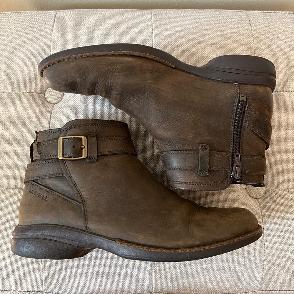 Merrell Andover Bluff Waterproof Ankle Boots Womens 9 Espresso Brown Leather